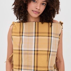 Sea New York Mustard Plaid Blouse